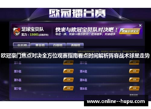 欧冠豪门焦点对决全方位观赛指南看点时间解析阵容战术球星走势 欧冠豪门焦点对决全方位观赛指南看点时间解析阵容战术球星走势